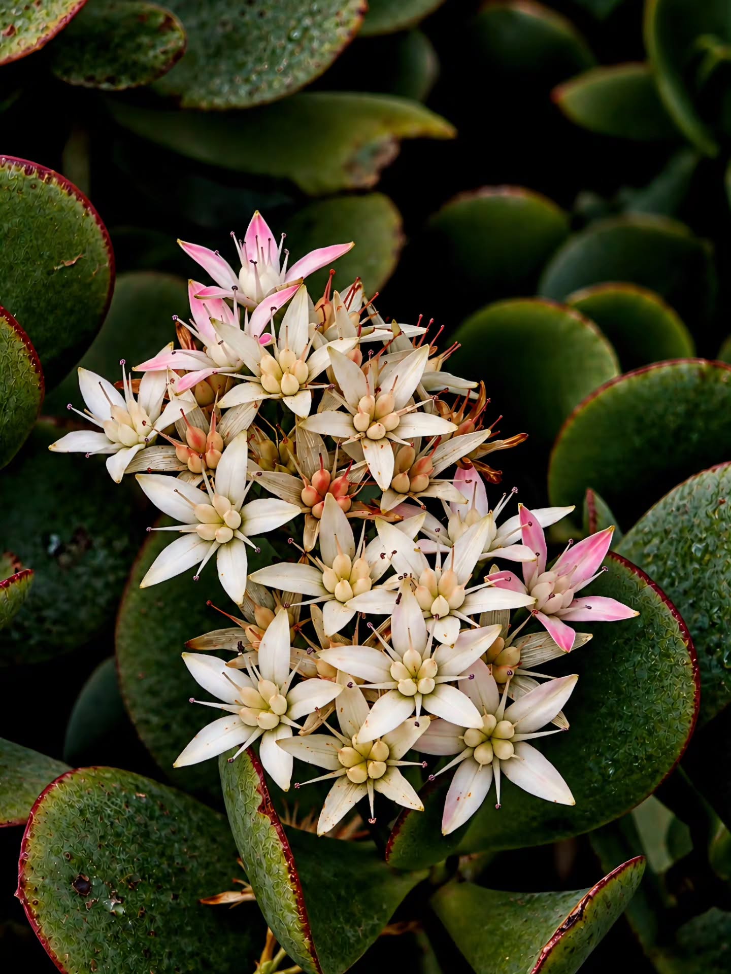 Perhaps love is sometimes just a flower waiting for a spring that never comes - Jade plant (Crassula ovata) 🌸